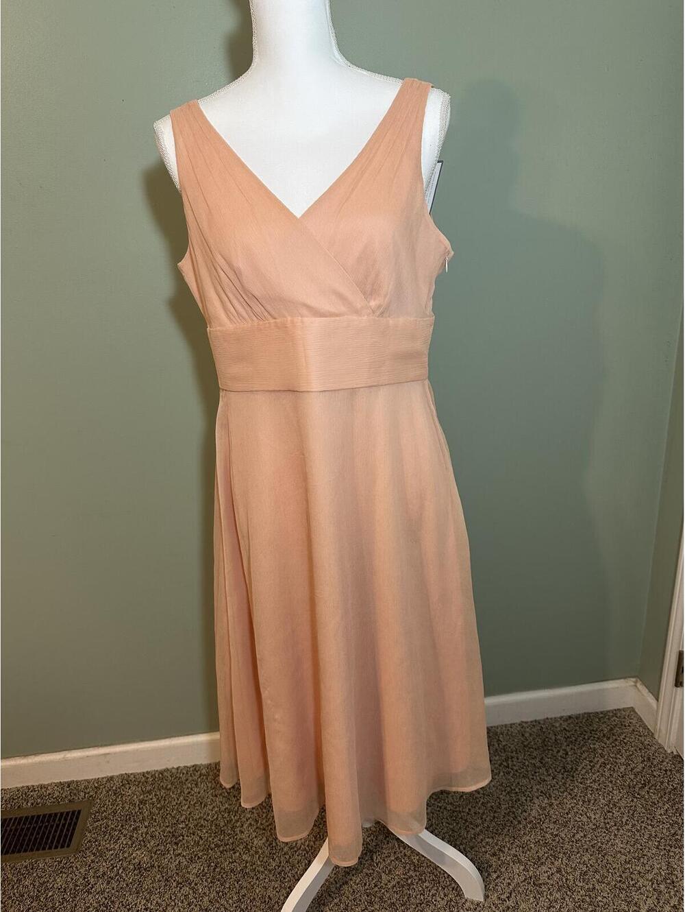 NWT J. Crew Sophia 100% Silk Chiffon Dress in Peach - Size 14